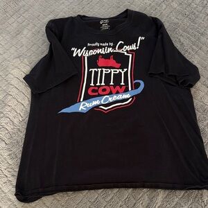 Port and Company Black T-Shirt with Red and Blue Graphics